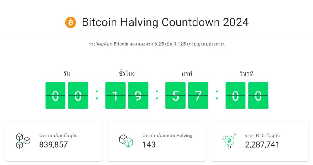 Bitcoin Halving Countdown 2024 https://www.bitkub.com/halving